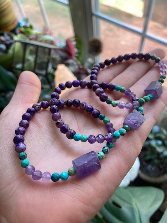 Raw Amethyst gem bracelet