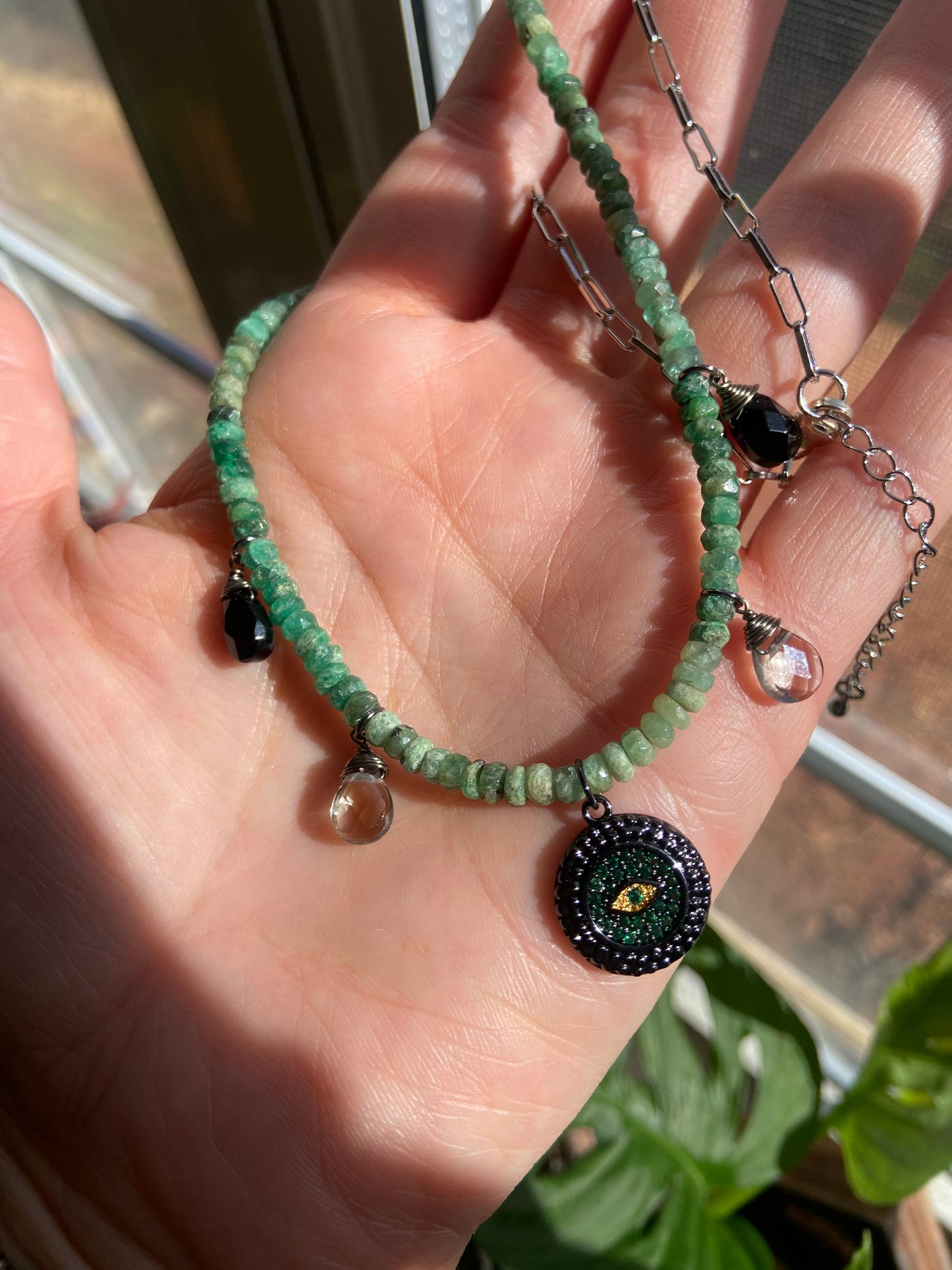 Emerald Evil Eye necklace