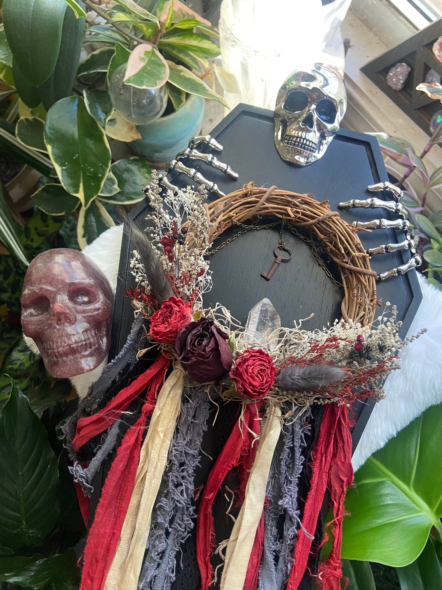 Skeleton key witch bells wreath