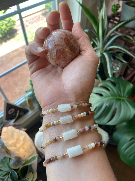 Moonstone & Opal/Agate/Quartz Dainty gem bracelets