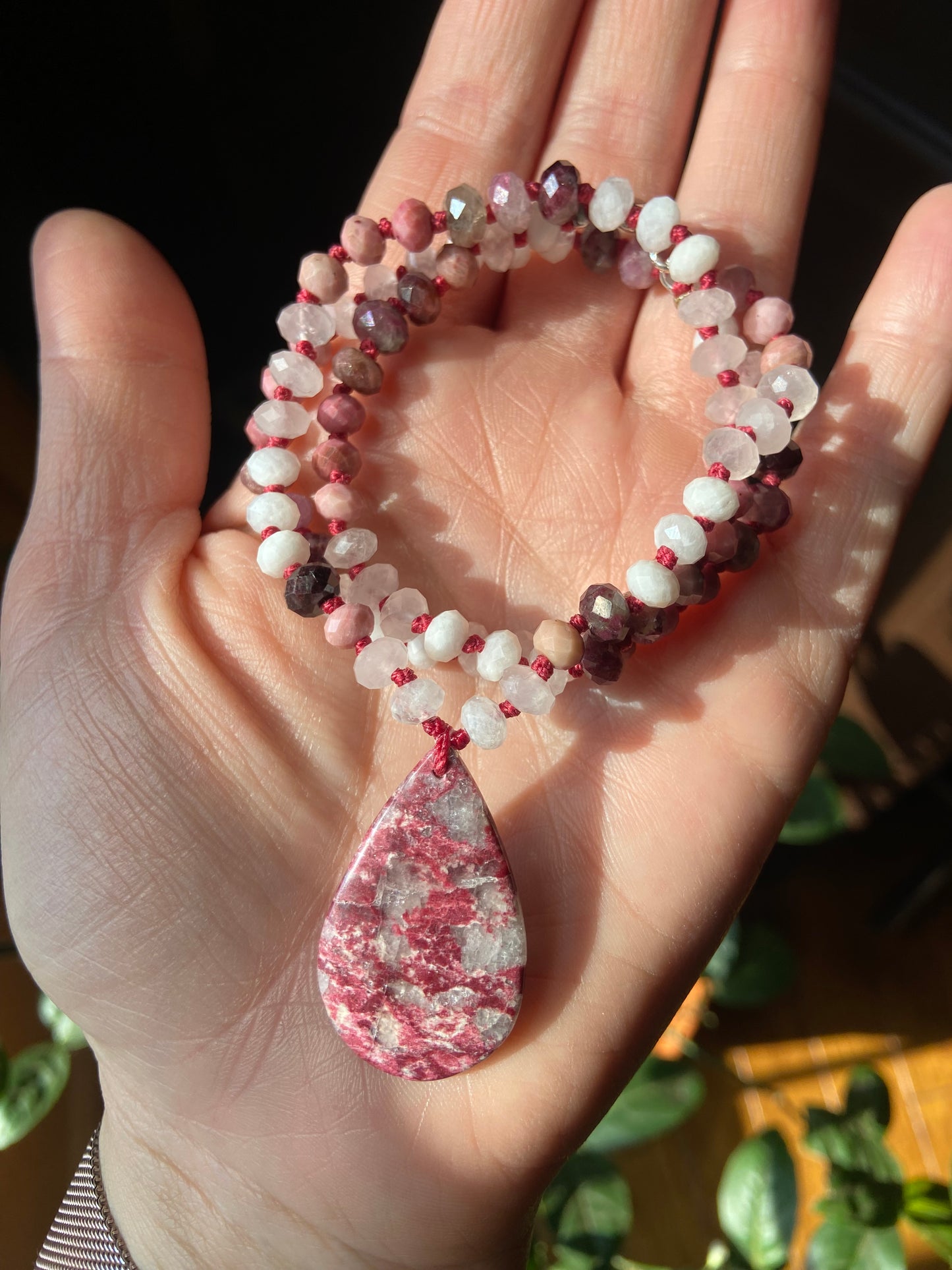 Thulite Gem Candy necklace