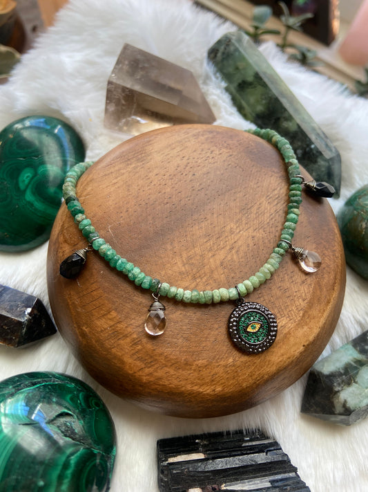 Emerald Evil Eye necklace