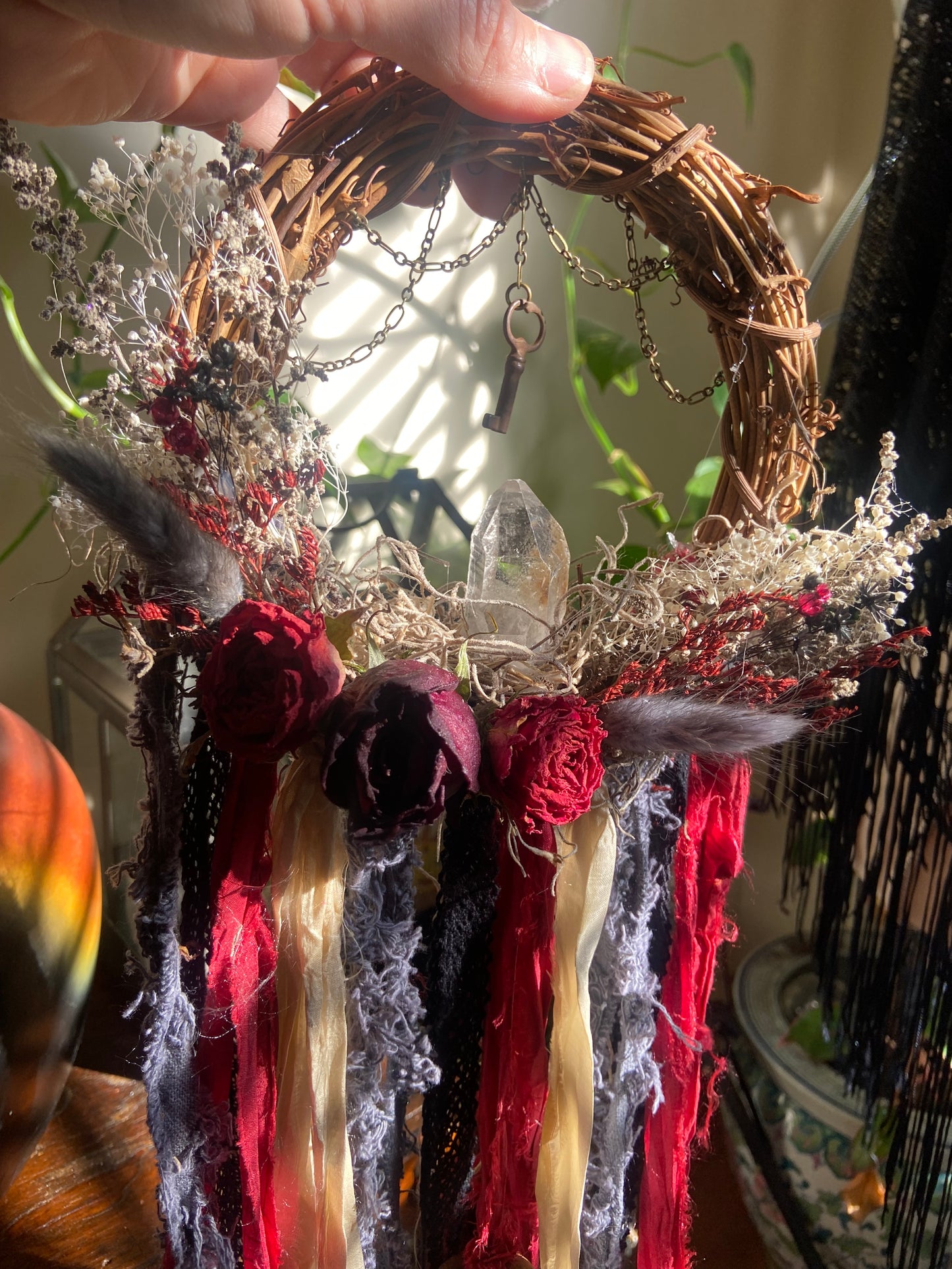 Skeleton key witch bells wreath