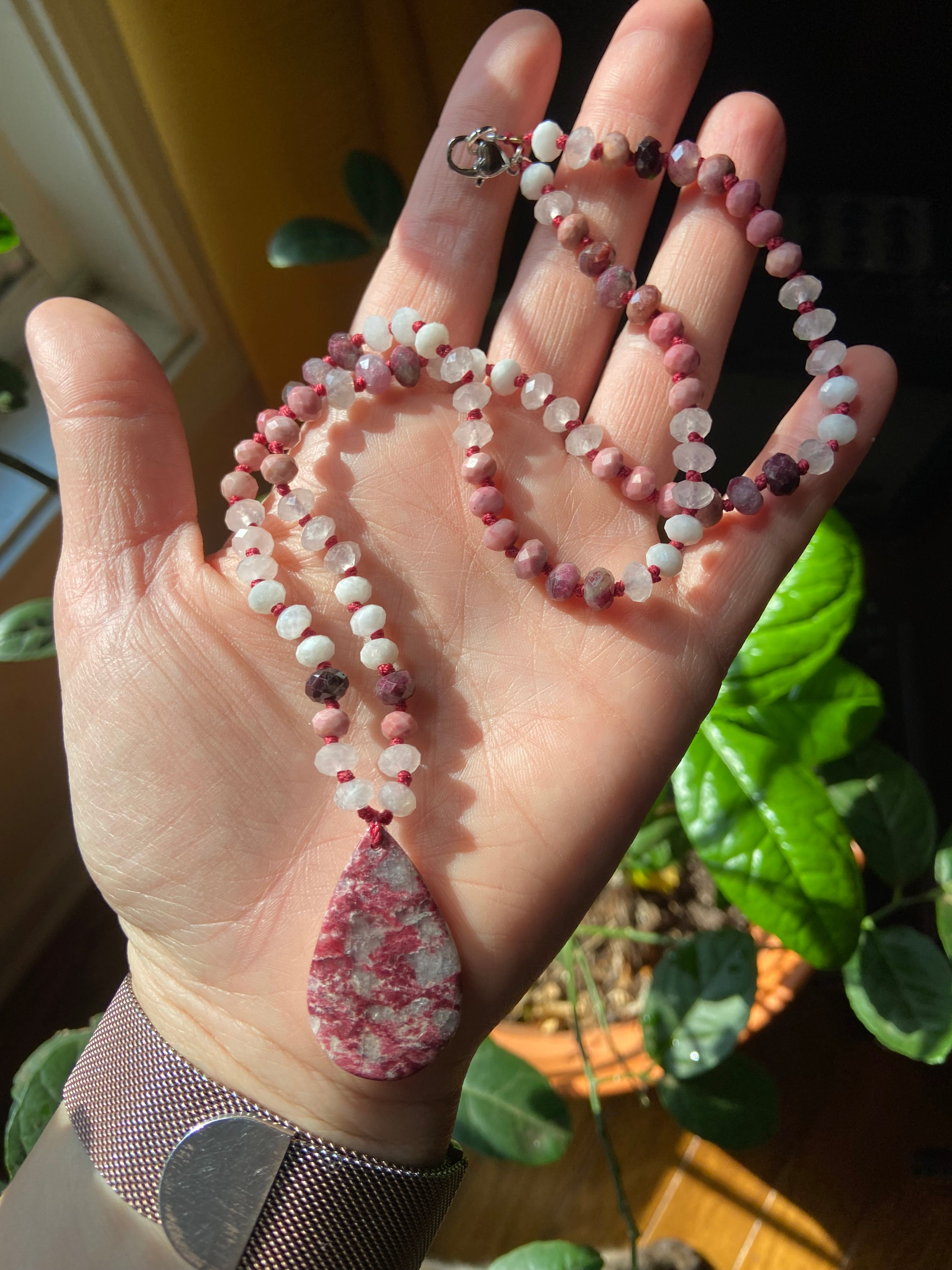 Thulite Gem Candy necklace – MoonMagicGems