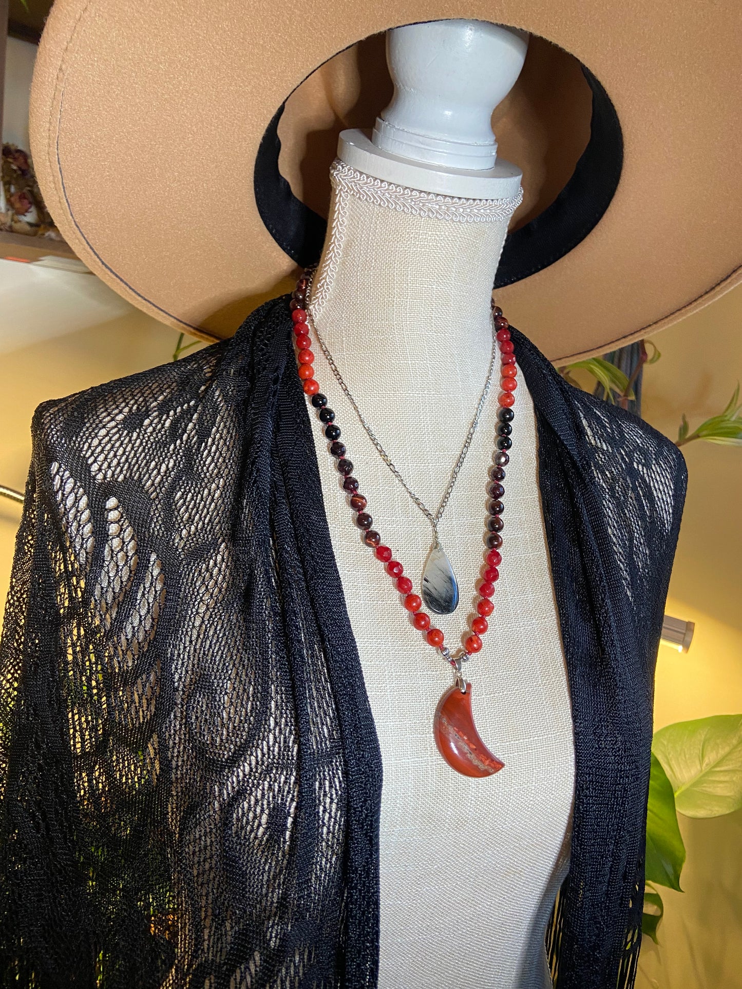 Blood Moon knotted necklace