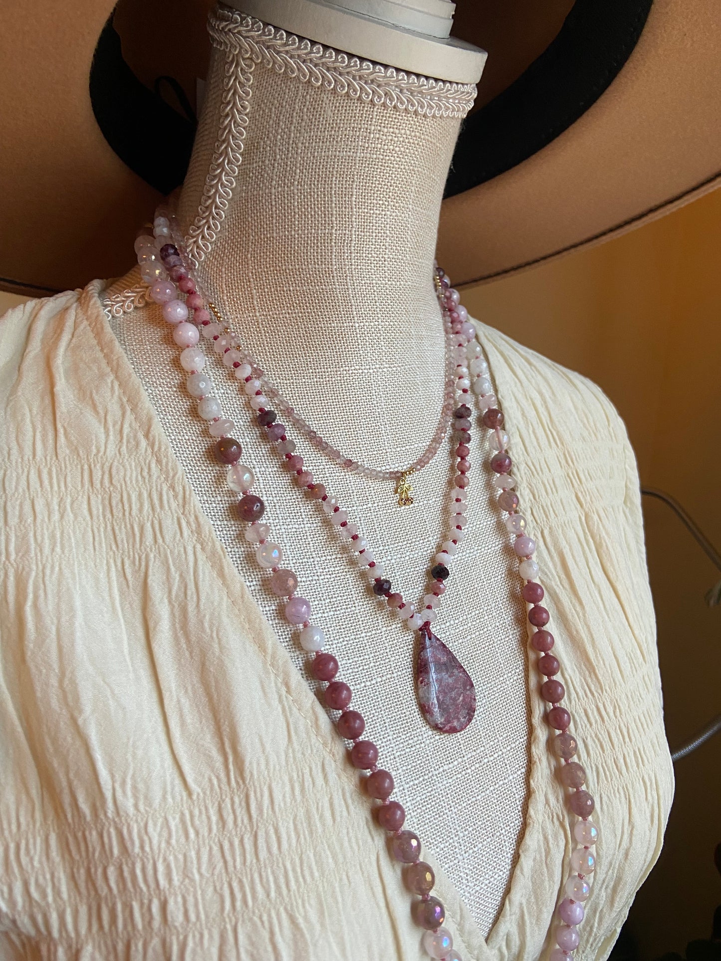 Thulite Gem Candy necklace