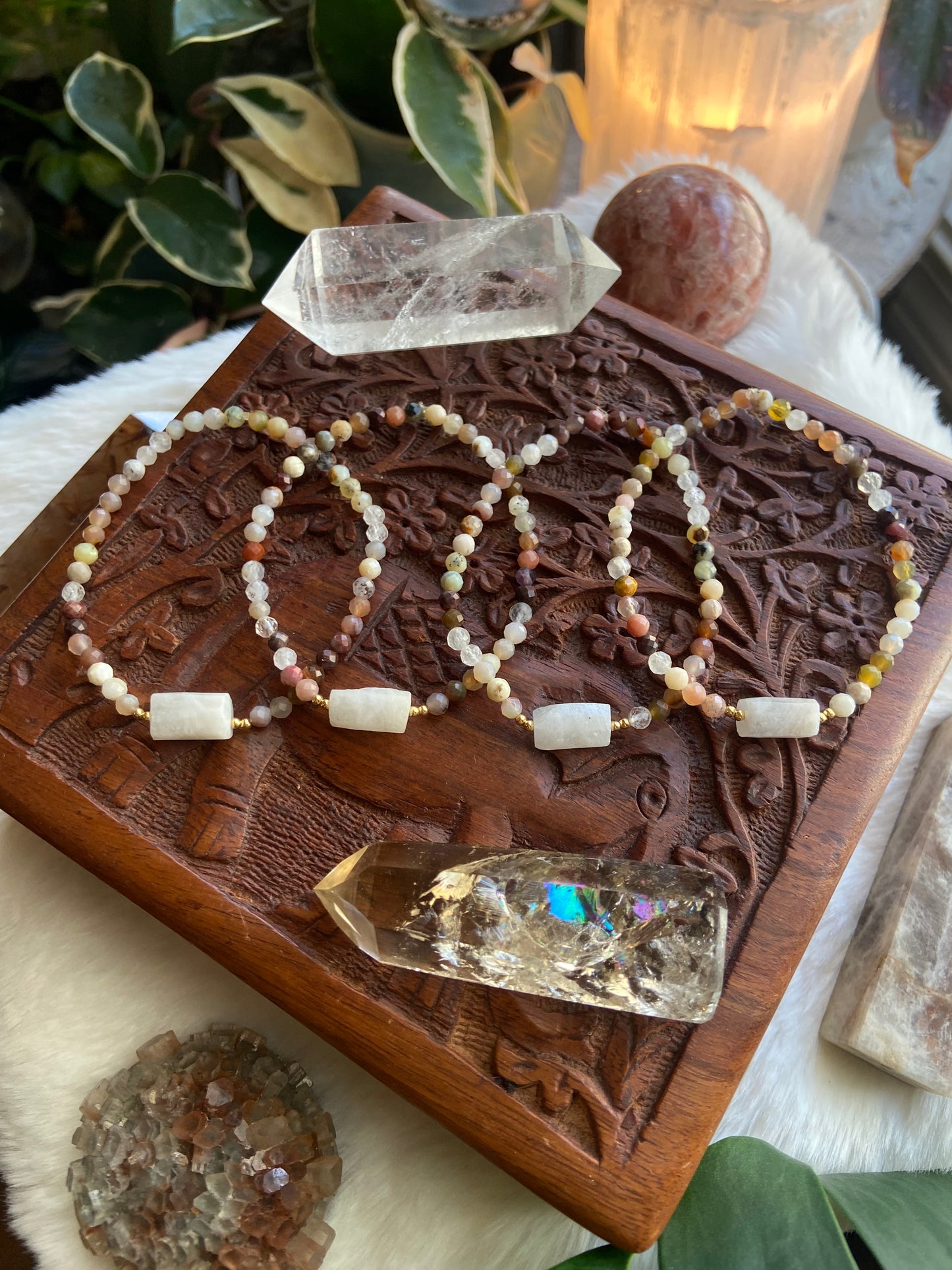 Moonstone & Opal/Agate/Quartz Dainty gem bracelets