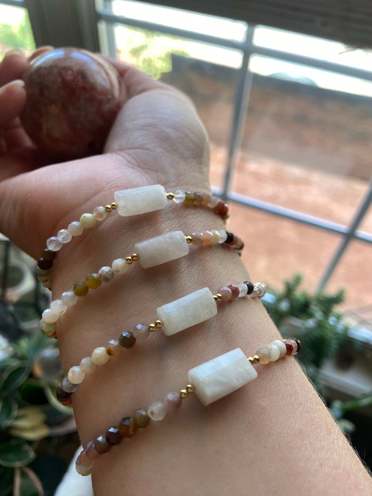 Moonstone & Opal/Agate/Quartz Dainty gem bracelets